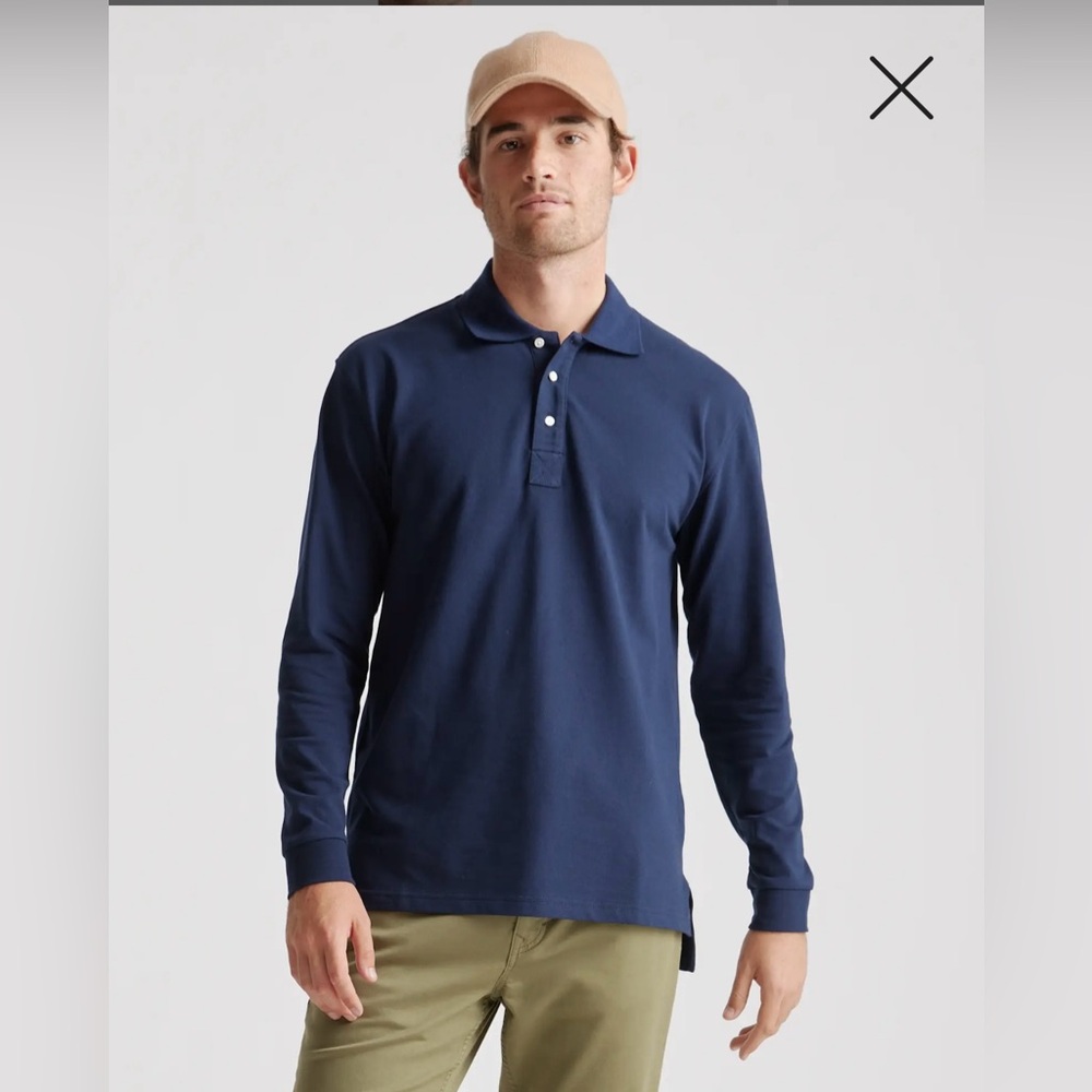 Quince Deep Blue Long Sleeve Polo